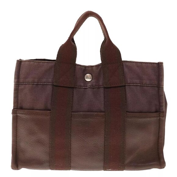 HERMES Fourre Tout PM Hand Bag Canvas Brown - Picture 2 of 16